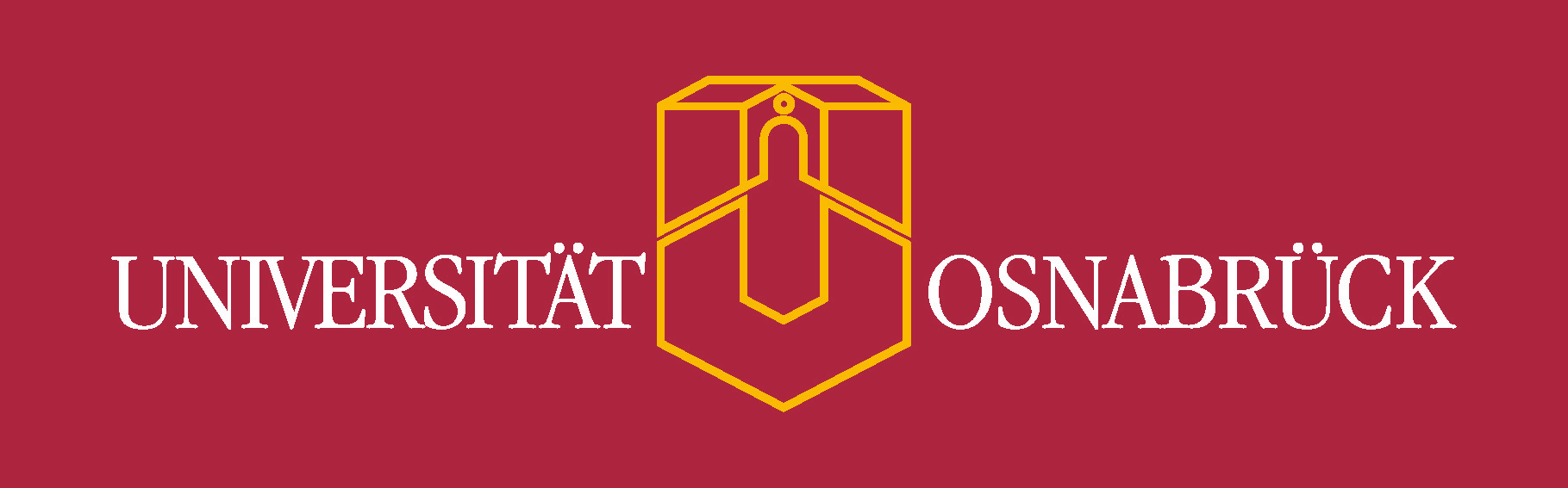 Logo der Universität Osnabrück weiß-gelb auf rot